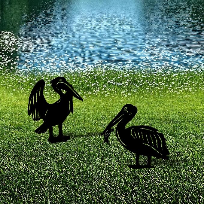 3 Pack Pelican Metal Garden Decorative Stakes, Weather Proof Silhouette Statues - Image 6