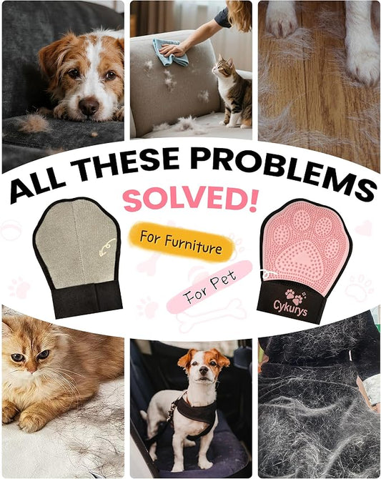 Pet Hair Removal Glove for Dogs & Cats, 2-in-1 Double-Sided Pet Grooming Tool - Image 2