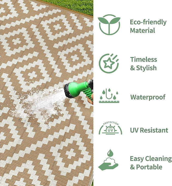 GENIMO Outdoor Rug for Patio Clearance, Reversible Plastic Straw Rugs for RV - Image 5