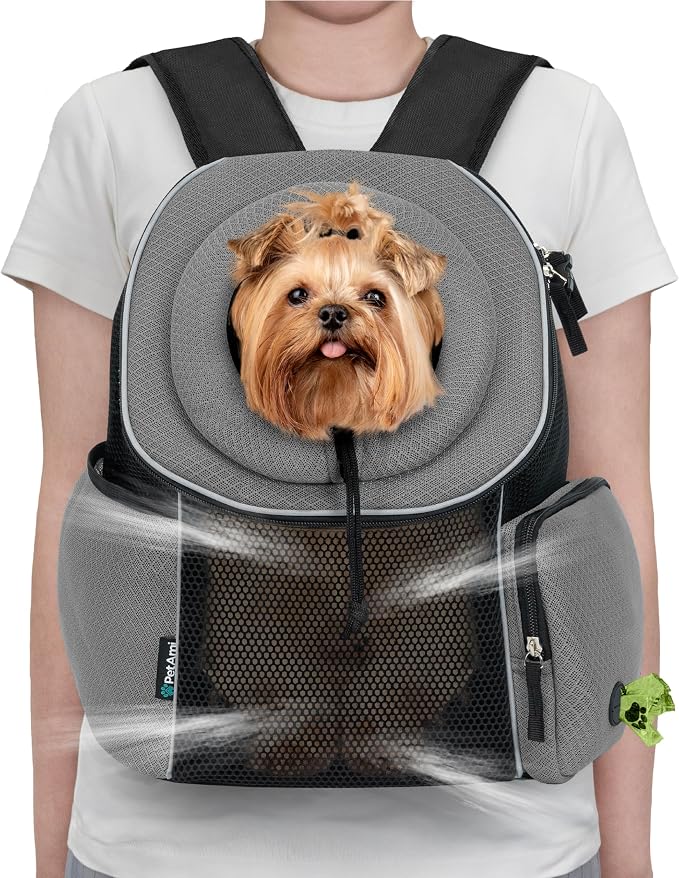 PetAmi Dog Front Carrier Backpack, Ventilated Adjustable Dog Pet Cat Chest by PetAmi