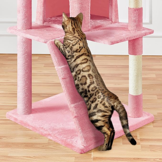 Yaheetech XL Cat Tree, 80in Multi-Level Cat Tower w/Scratching Posts, Double - Image 9