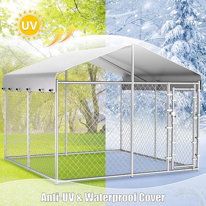HITTITE Extra Large Outdoor Dog Kennel, Galvanized Chain Link Dog Runs - Image 3