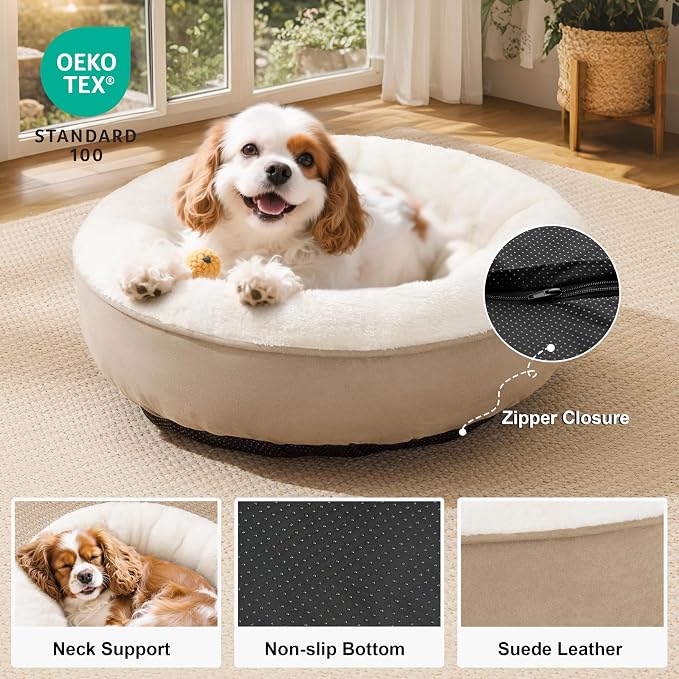Love's cabin Round Donut Cat and Dog Cushion Bed, 25in Pet Bed - Image 2
