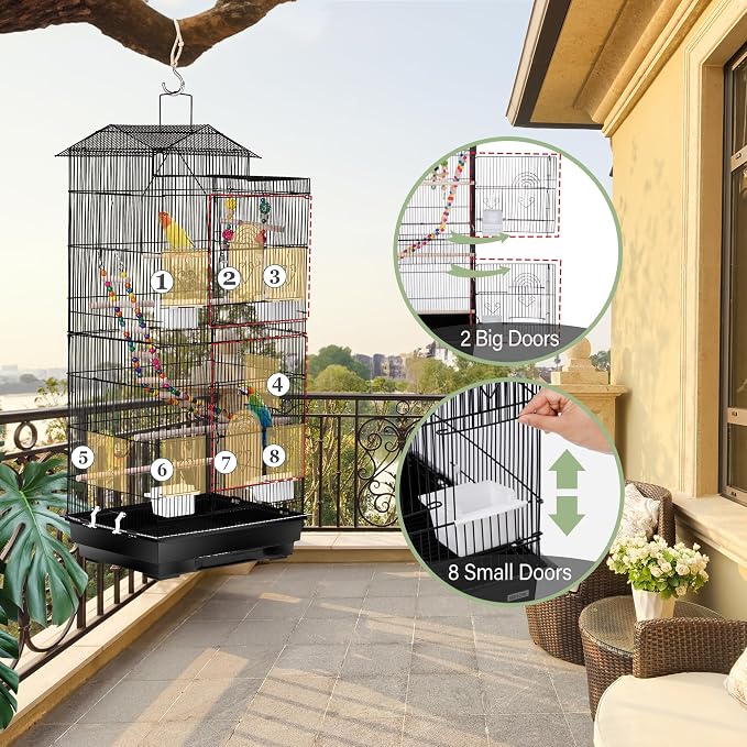 ZENY 39-inch Roof Top Large Flight Parrot Bird Cage - Image 8