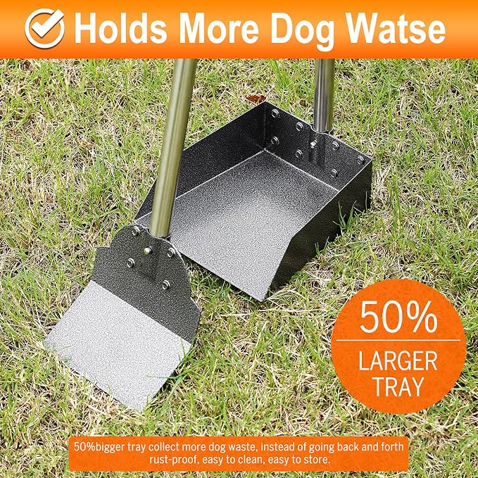 Pooper Scooper, Metal Aluminum Tray and Spade Poop Scoop Set - Image 4