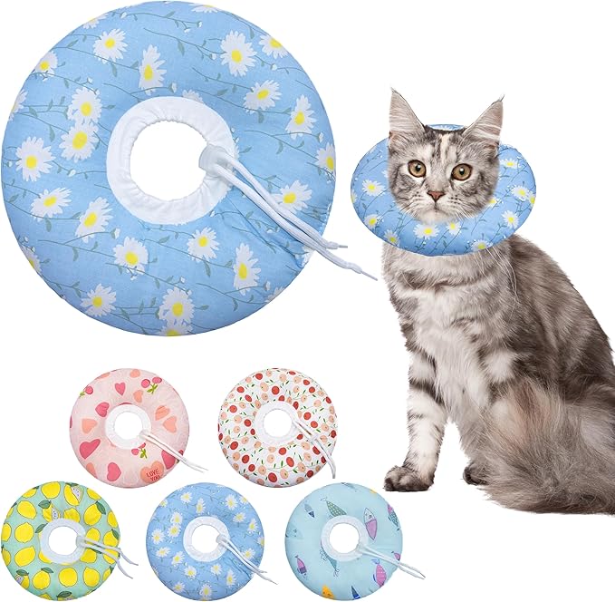 Cat Cone Collar Soft, Adjustable Cat Recovery Collars Kitten Cones to Stop by Seyezo
