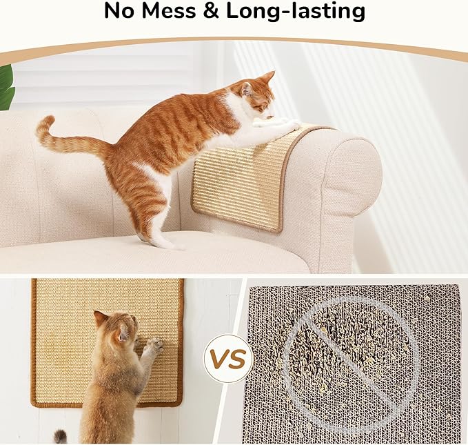 FUKUMARU 2 Packs Cat Scratching Mat, 23.6 x 15.7 Inch Natural Sisal Cat Scratch - Image 5