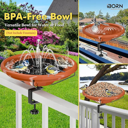 iBorn Bird Bath, Deck Mounted Bird Baths 12inch, Birdbath - Image 4
