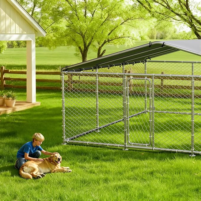 15.3'x15.3'Large Outdoor Dog Kennel Outside– Heavy-Duty Dog Enclosure - Image 6