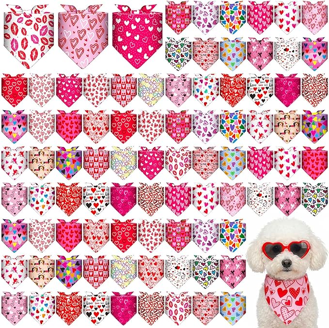 Youyole 120 Pcs Valentine's Day Dog Bandana Bulks Love Dog Bandanas Valentine's by Ajaredlulu