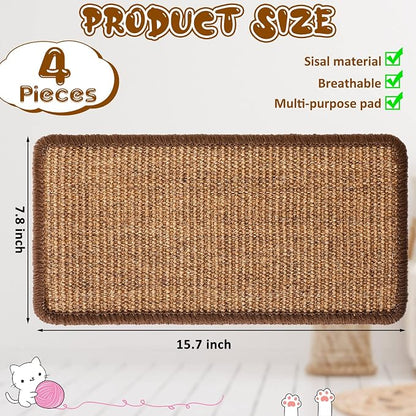 Tuanse 4 PCS Cat Scratcher Mat, 15.7 x 7.8 Inches Sisal Cat Scratching Pad - Image 2