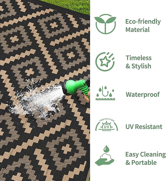 GENIMO Outdoor Rug for Patio Clearance, Reversible Plastic Straw Rugs for RV - Image 5