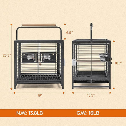 Yaheetech 25.5'' Wrought Iron Bird Travel Carrier Cage Parrot Cage - Image 3