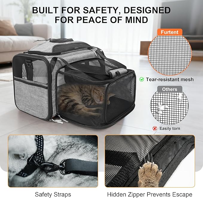 Top and Side Expandable Pet Carriers, in-Cabin Travel Carrier - Image 4