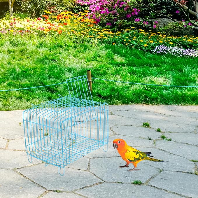 POPETPOP Travel Carrier for Birds, Iron Bird Travel Carrier Cage, Portable - Image 8