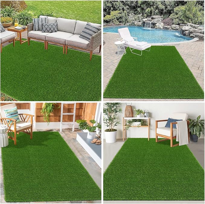 Bsmathom Artificial Grass Rug Indoor Outdoor Rug, 4x6Ft Artificial Grass Area - Image 8