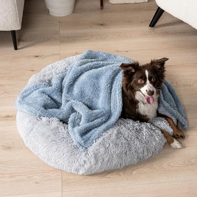 PetAmi Dog Blanket for Small Dogs Blue, Fluffy Soft Puppy Blanket, Sherpa - Image 2