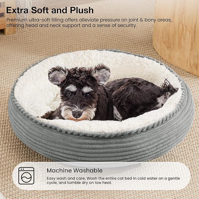 Love's cabin Round Donut Cat and Dog Cushion Bed, 25in Pet Bed - Image 7
