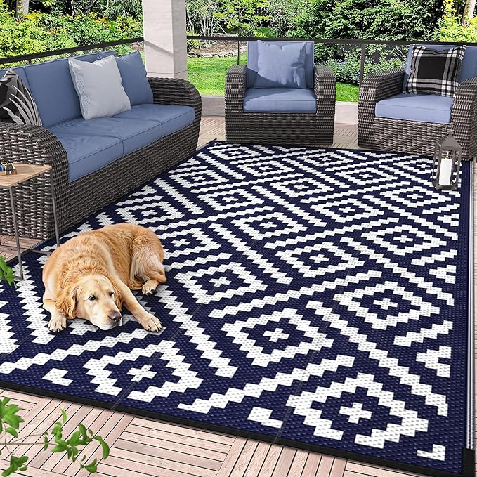 GENIMO Outdoor Rug for Patio Clearance, Reversible Plastic Camping Rugs by GENIMO