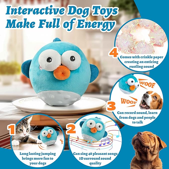 Dog Toys, Rechargeable Crinkle Chew Interactive Squeaky Toy - Image 4