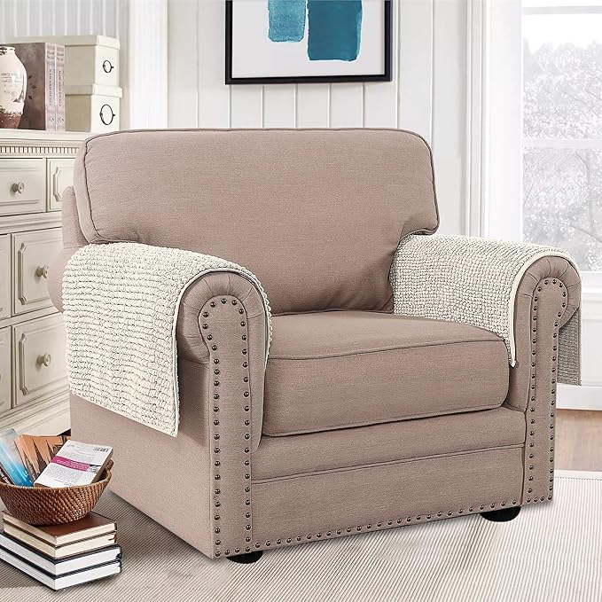 H.VERSAILTEX Plush Chenille Couch Armrest Cover 2 Packs Thick and Soft Sofa - Image 2
