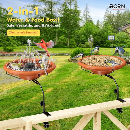 iBorn Bird Bath for Outside, Deck Mounted Bird Bath 12in，Birds Baths for - Image 8