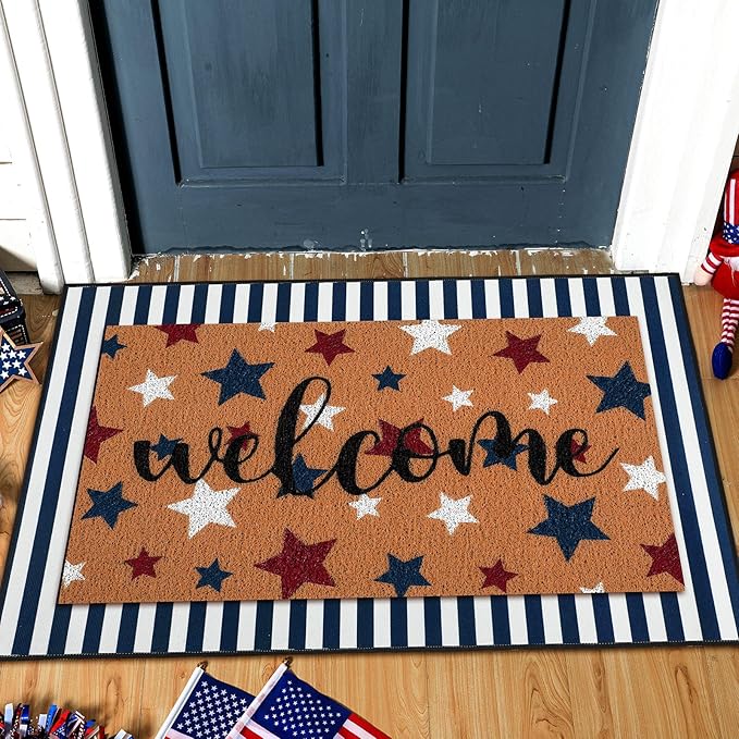 Tinideya 2 Pcs Door Mat Welcome Non Slip Coir Mats Floor Layering Doormats - Image 3
