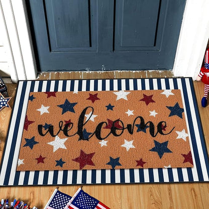 Tinideya 2 Pcs Door Mat Welcome Non Slip Coir Mats Floor Layering Doormats - Image 3