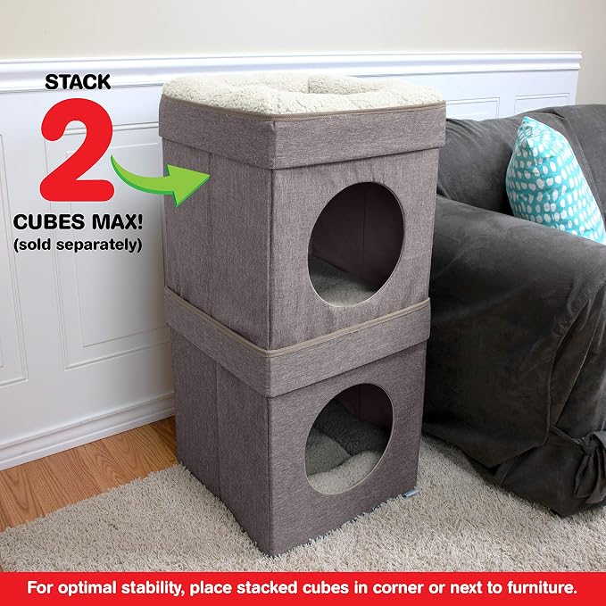 Kitty City Indoor Cat Cube Furniture, Tan Cube - Image 2