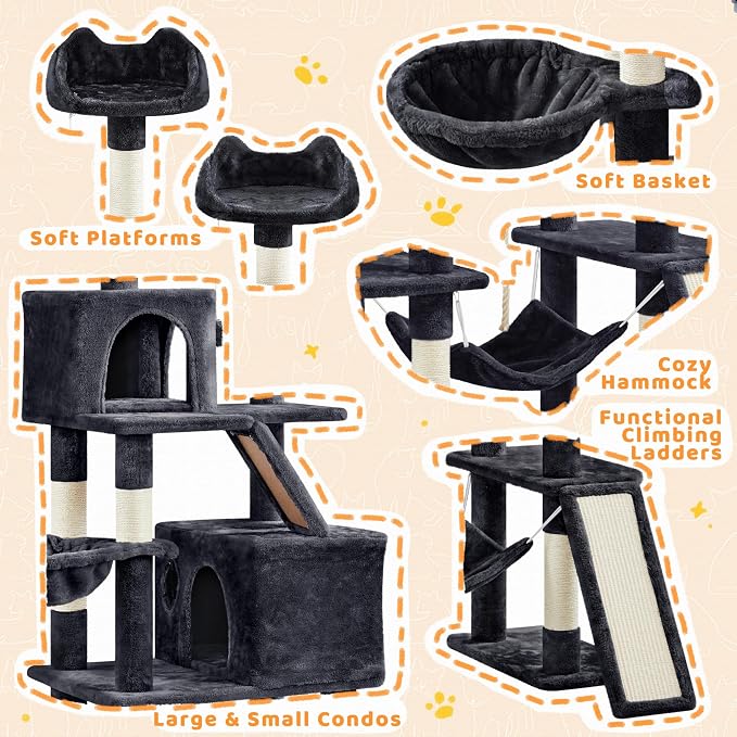 Yaheetech Cat Tree, 82.5in Extra Large Tower w/Cute Perches, Cozy Condo - Image 3