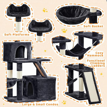 Yaheetech Cat Tree, 82.5in Extra Large Tower w/Cute Perches, Cozy Condo - Image 3