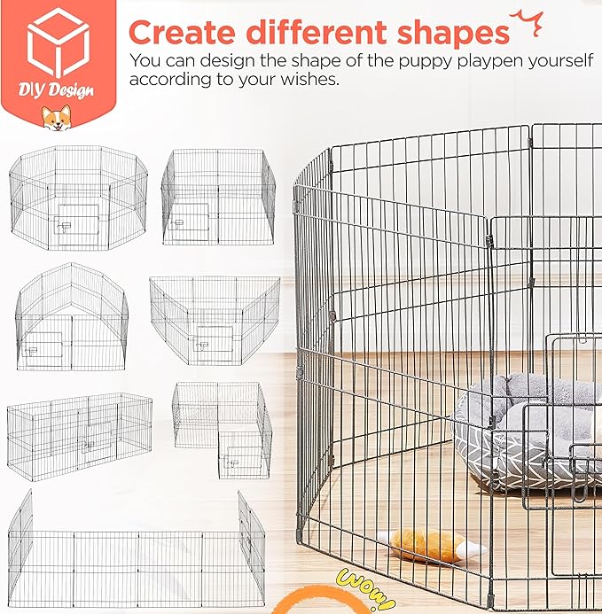 Yaheetech 24" High 8 Panel Foldable Metal Dog Exercise Pen Pet Playpen Dog - Image 4