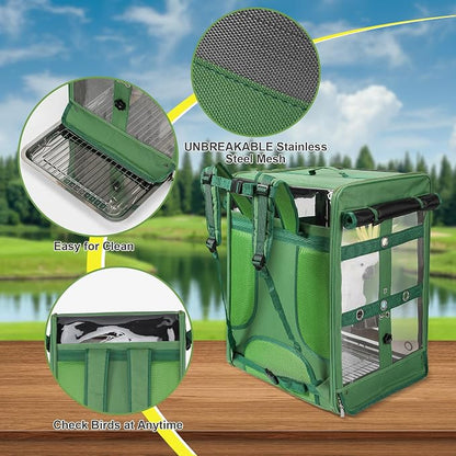 Suertree Bird Carrier Travel Cage, Cockatoo Carrier, Parrot Travel Backpack - Image 4