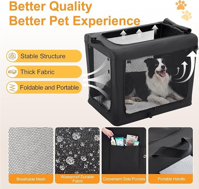 Dog Travel Crate 42 Inch, Portable Soft-Sided Travel Carriers - Image 5
