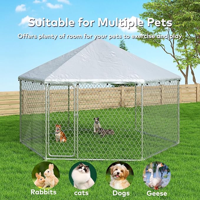 9.1x9.1 FT Outdoor Dog Kennel Heavy Duty Dog Enclosure - Image 8