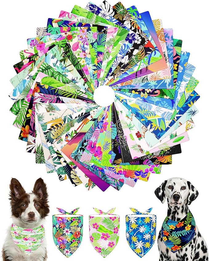 PET SHOW 50 Pack Hawaiian Dog Bandanas Bulk by PETSHOW