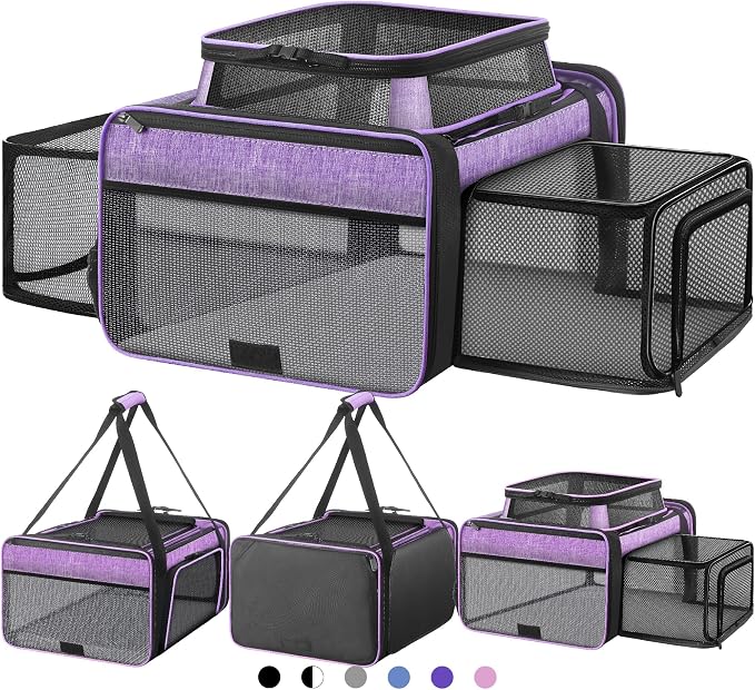 Top and 2 Sides Expandable Cat Carrier 18x13.5x9.5, TSA Airline Approved Dog by SHARLOVY