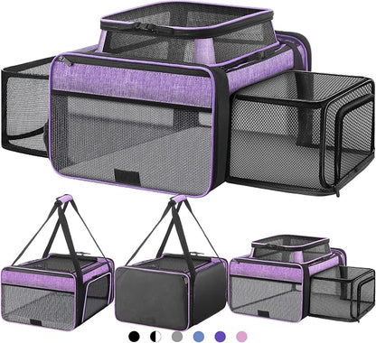 Top and 2 Sides Expandable Cat Carrier 18x13.5x9.5, TSA Airline Approved Dog by SHARLOVY