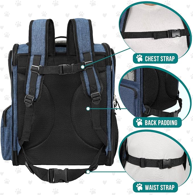 PetAmi Dog Backpack Carrier for Small Large Cat, Ventilated Pet Hiking Backpack - Image 5
