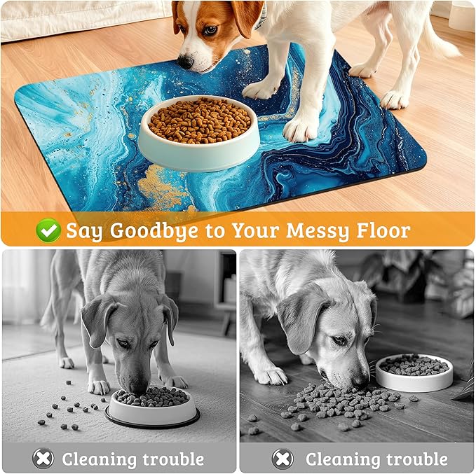Dog Bowl Mat, Flowing Absorbent Dogs Placemat - Image 4