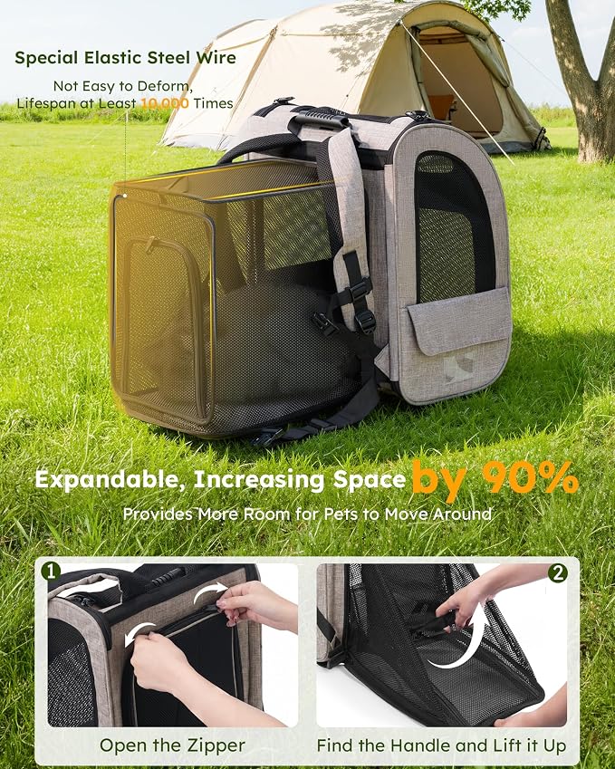 Pecute Cat Backpack Carrier XL, ExpandablePet Backpack - Image 3
