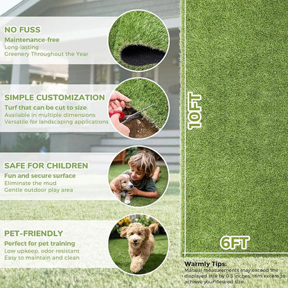 Artificial Grass Rug Indoor Outdoor, 6 x 10FT Faux Grass Turf - Image 4