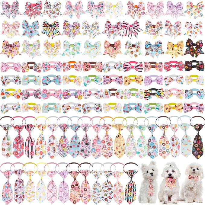 Reginary 100 Pieces Dog Bow Tie Collar Set Include 40 Dog Neckties, and 30 by Reginary