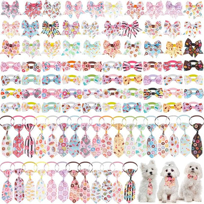 Reginary 100 Pieces Dog Bow Tie Collar Set Include 40 Dog Neckties, and 30 by Reginary
