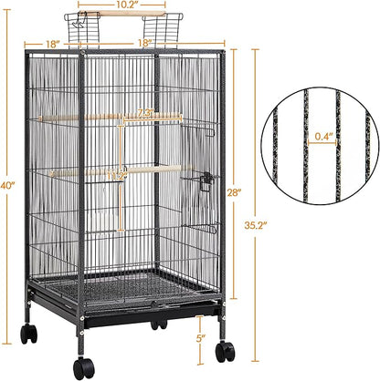 Yaheetech 40 Inch Wrought Iron Bird Cage Open-Top Parrot Cage - Image 3