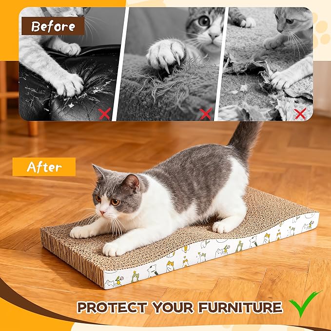 PatiencET Cat Scratch Pad 2 Pack, Waved Cardboard Cat Scratcher - Image 3