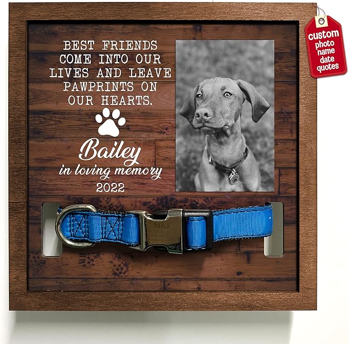 Personalized Dog Collar Frame Memorial Pet Loss Sign Dog & Cat Lover Ever Gifts by Bfigift