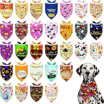 30 Pcs Halloween Thanksgiving Dog Bandanas Bulk 33 Inch XXL Stitch Dog Bandanas by Bestwishforyou