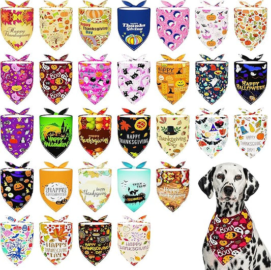 30 Pcs Halloween Thanksgiving Dog Bandanas Bulk 33 Inch XXL Stitch Dog Bandanas by Bestwishforyou