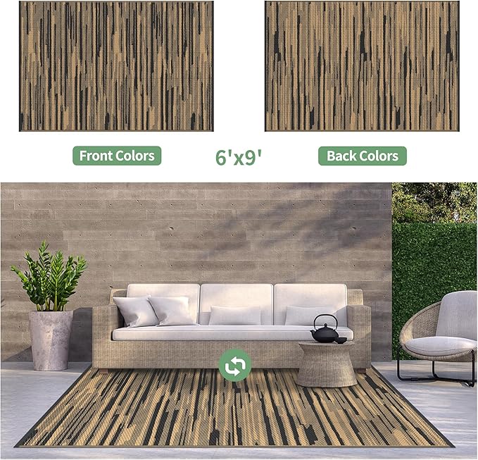 GENIMO Outdoor Rug for Patio Clearance, Reversible Plastic Straw Rugs for RV - Image 2